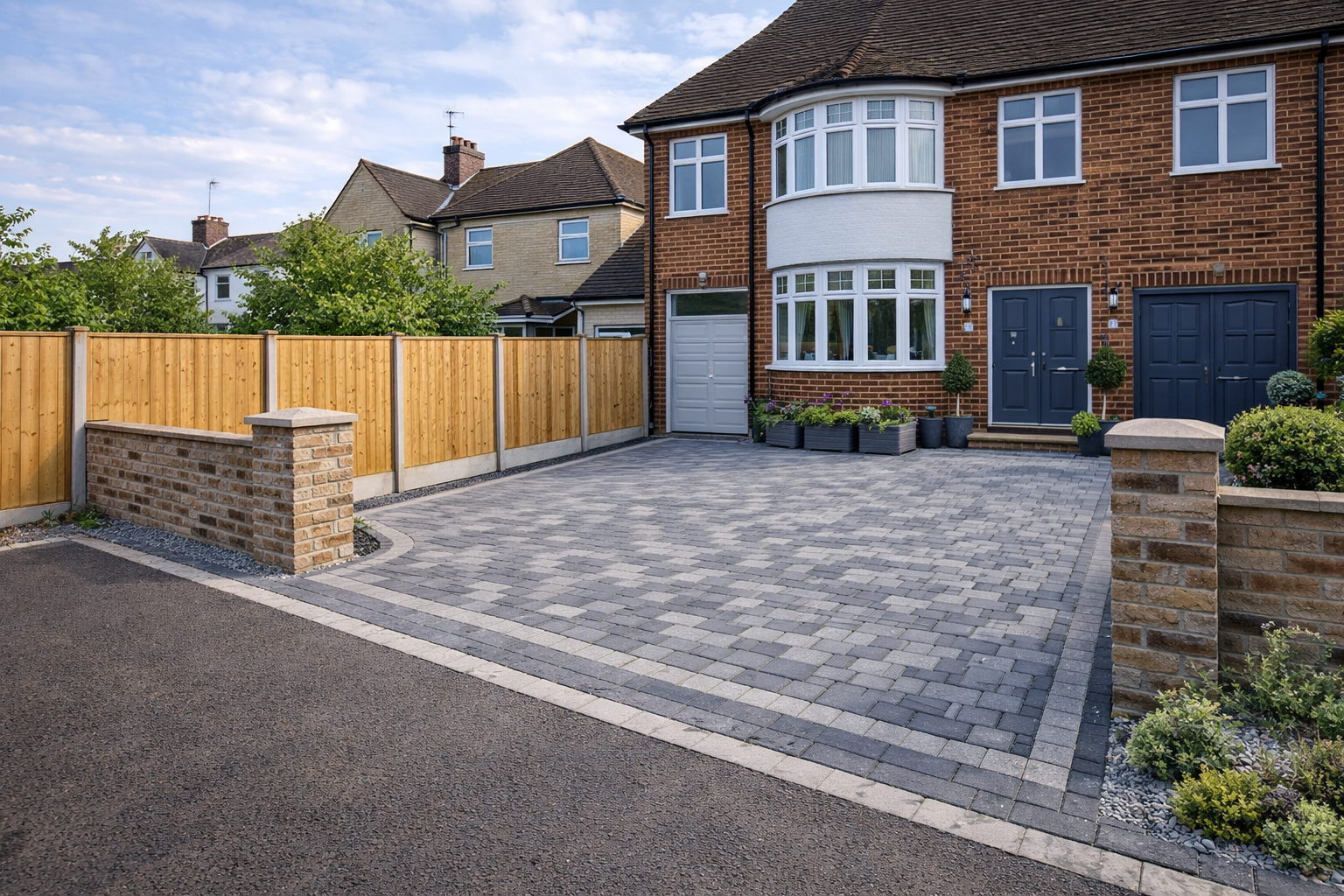 Modern driveway and block paving finish for a UK home